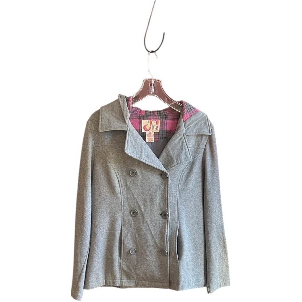 OP (Ocean Pacific) gray double-breasted collar with lined hood peacoat Sz L